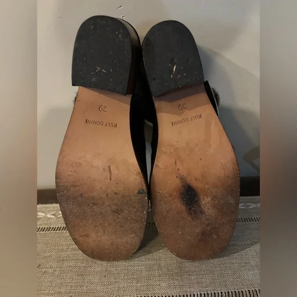KULT DOMINI Dark Brown Pony Hair Leather Women's Clogs Size 8 (39)
